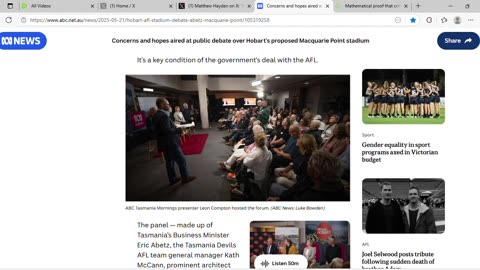 ABC story on forum about proposed stadium in Tasmania has a Mat, a Luke, devils and more