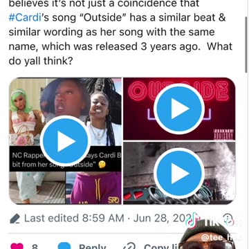 Cardi B Denies Stealing ‘Outside’ Song From Rapper Rissa Reign.