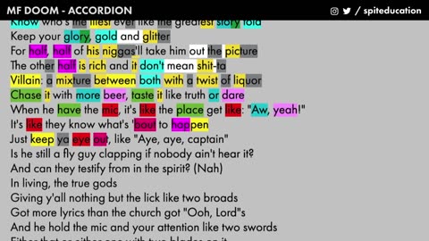 MF DOOM - Accordion - Lyrics, Rhymes Highlighted (211)