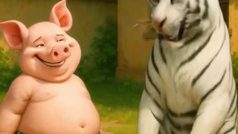 Everyone's here just to end up as the tiger's next meal #cats #shorts #tiger #pig #cuteanimals