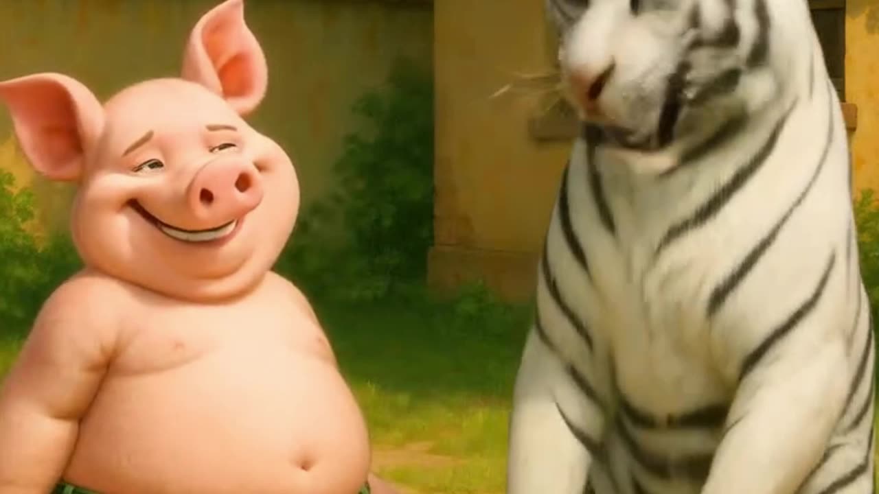 Everyone's here just to end up as the tiger's next meal #cats #shorts #tiger #pig #cuteanimals