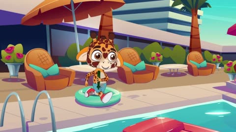 Pool Safety and Color Learning Adventure with Munchie Giraffe