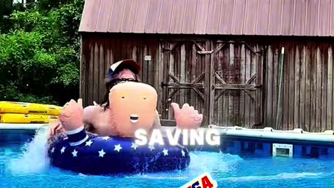 Even my dog can't handle the freedom. The Trump Thumbs Up Pool Float triggered my German Shorthaired