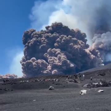 Italy’s Mt. Etna erupts sending people running for safety as pyroclastic flows sweep down mountain.