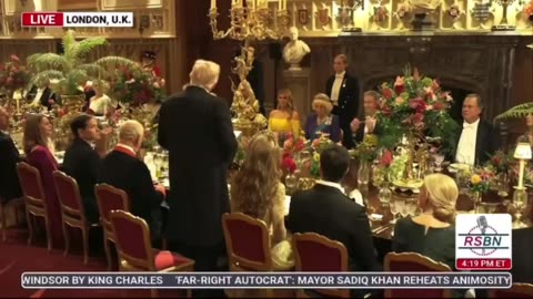 Trump at the banquet held at Windsor in his honour: