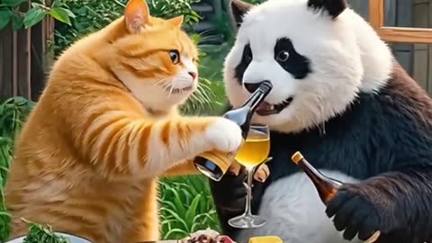 Hilarious Cat Feeds Panda Pizza: Epic Funny Moments!