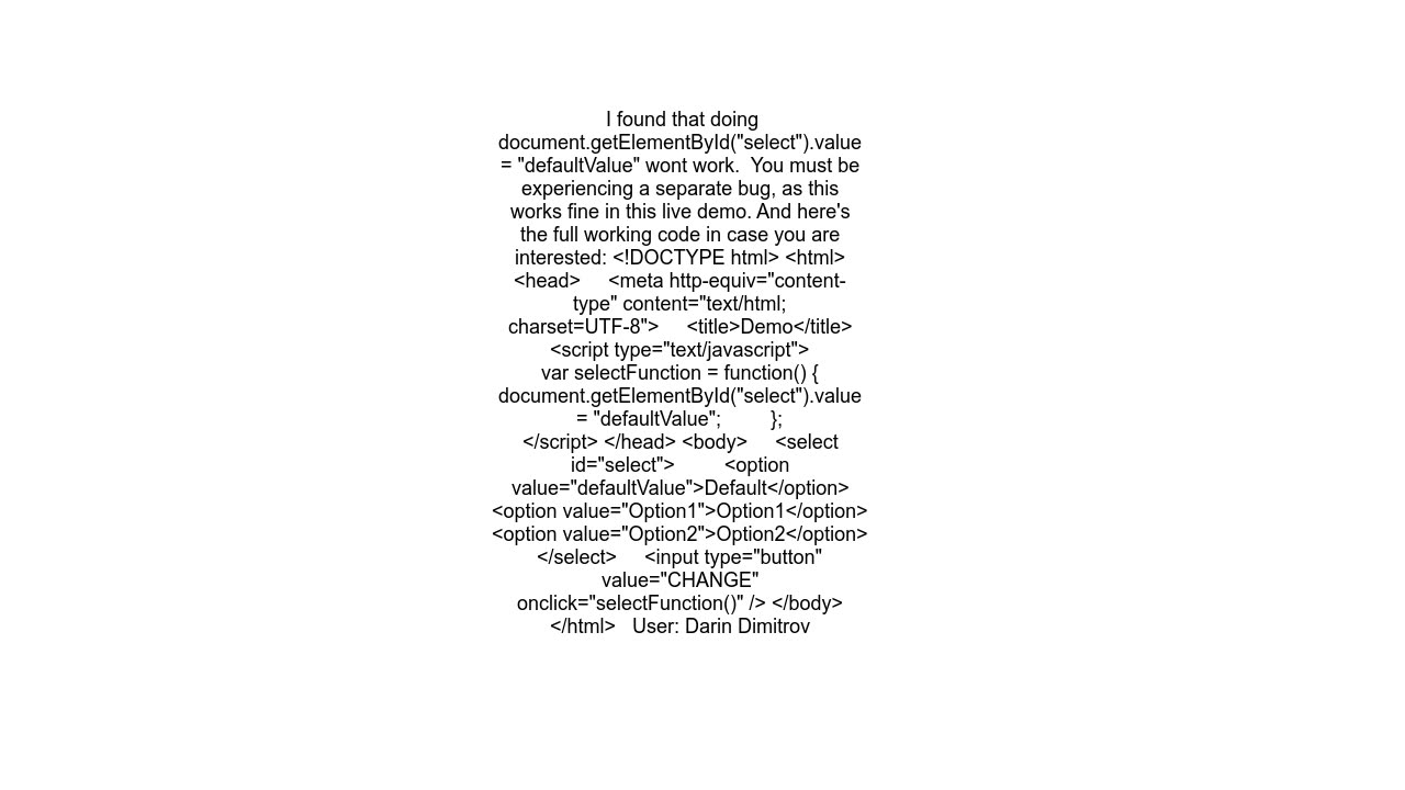 How to change a <select> value from JavaScript