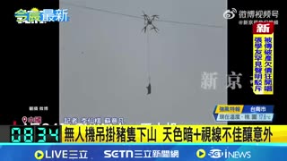 Chinese Farmer Transporting Pig by Drone Gets Caught in Powerlines, Knocks Out Entire Village.