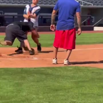 Bro thought this corporate softball game was the World Series.