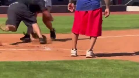 Bro thought this corporate softball game was the World Series.
