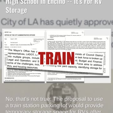 Fact Check: Los Angeles Is NOT Building Homeless RV Camp Near A High School In Encino -- RV Storage