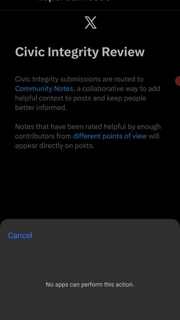 Reporting posts on x fails using their system