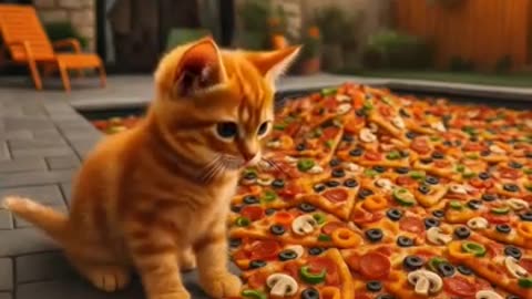 Viral: Kitten swims in Rainbow Slime pool! #cats #cutecat #funny #catlovers