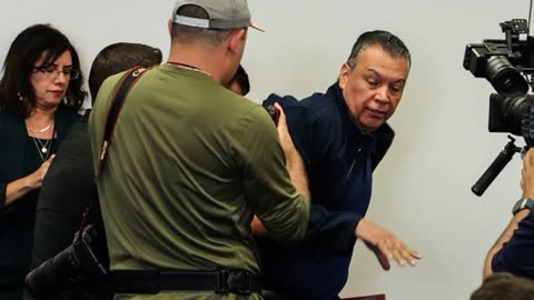 US senator dragged out of LA news conference and handcuffed