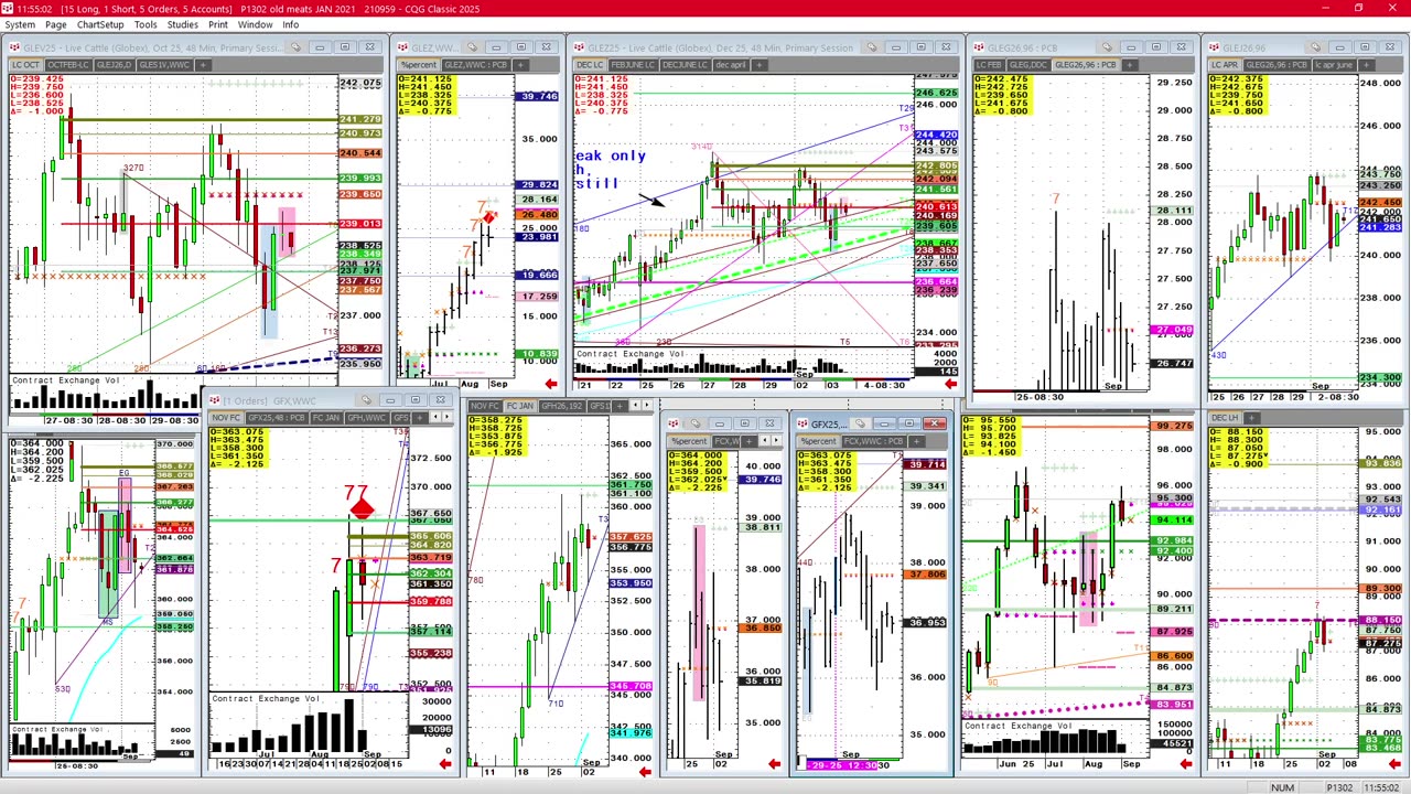 Cattle Sept 3 meat page of charts, by Highs