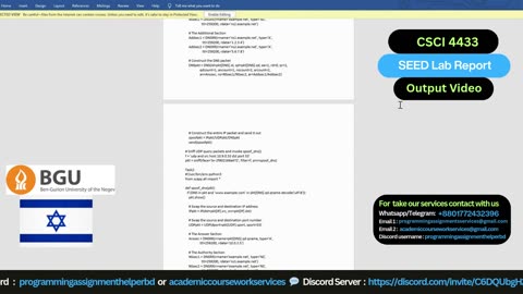 Student Work( Lab Project) | CSCI 4433 SEED Lab Report on Network Security | Ben-Gurion University
