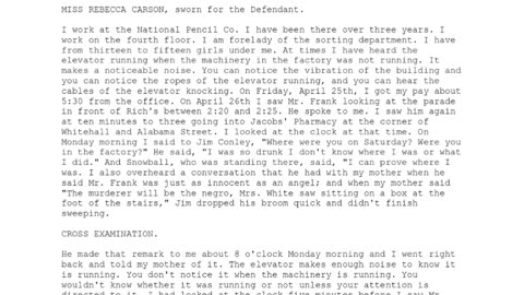 Miss Rebecca Carson, Sworn In as the 60th Witness for the Defense