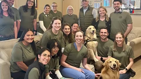 Army veteran and smiling golden retriever bring joy and healing worldwide