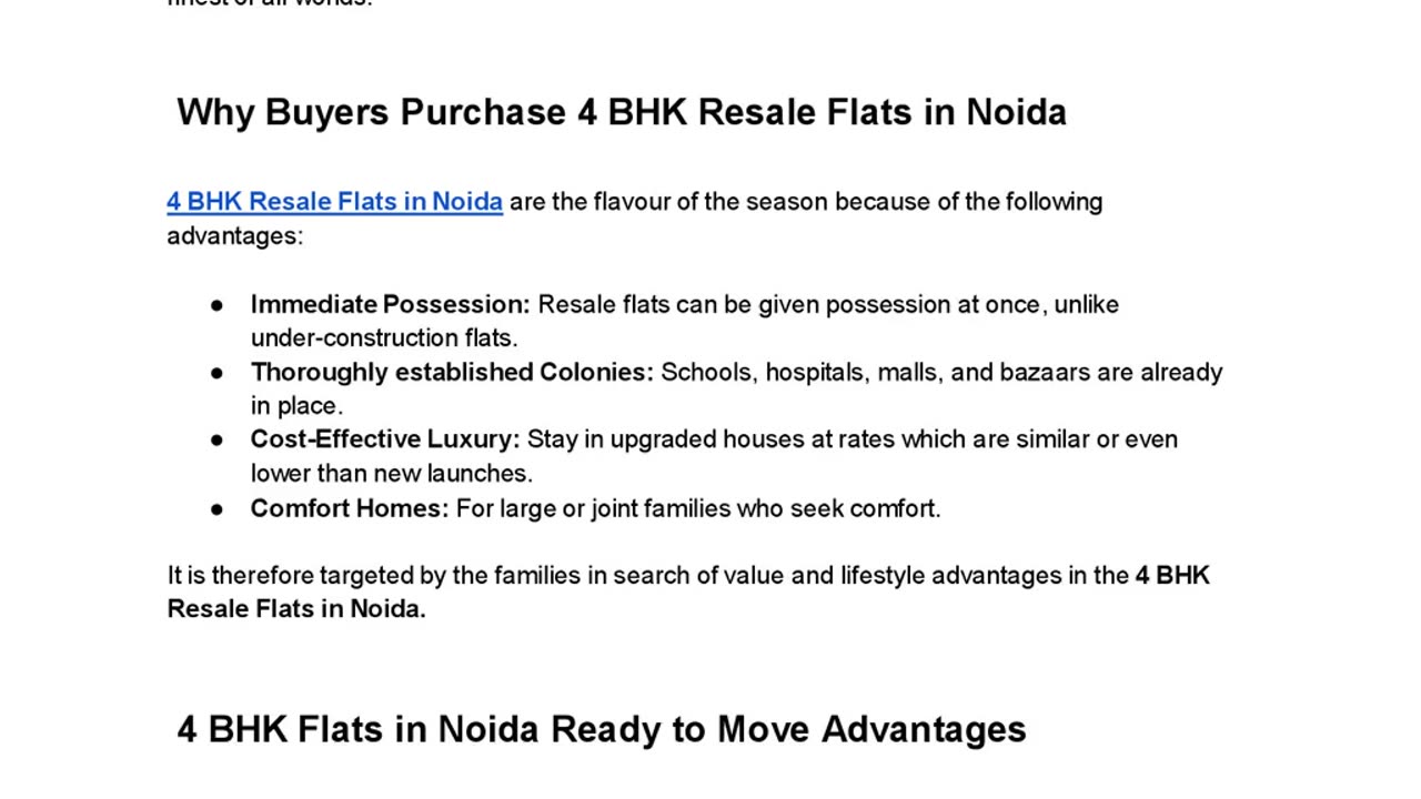 Trending Real Estate Choice: 4 BHK Resale Flats in Noida & Ready-to-Move Options