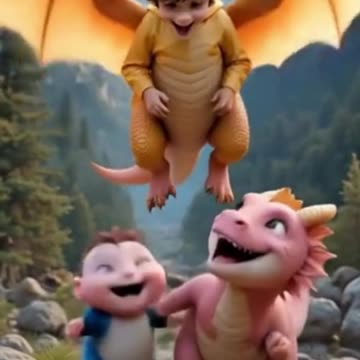 Epic Adventure: Kid Rides a Pink Dragon in Nature! 🐉👑🌄
