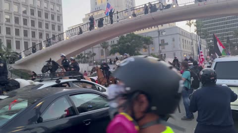 The cavalry have come in to disperse the anti-ICE protesters in LA who have now broken curfew.