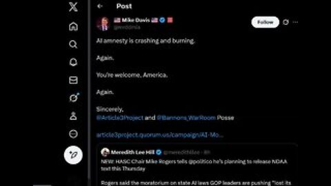 Mike Davis With Updates On The NDAA & AI Amnesty: ‘Looks Like the WarRoom Posse Has Delivered Again'