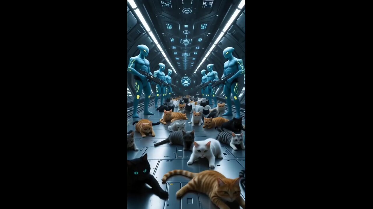 Orange Cat Army vs Alien fight
