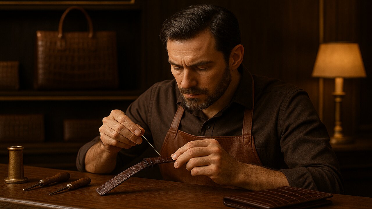 Watch Strap Making Process from Crocodile Skin - ASMR