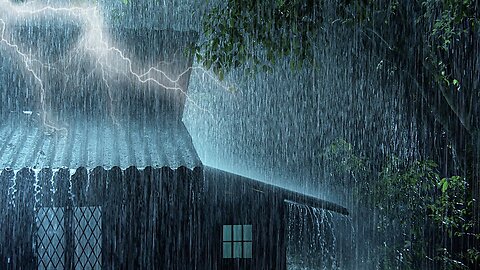Powerful night thunderstorm - Heavy Rain and Thunder - Rain Sounds for sleep