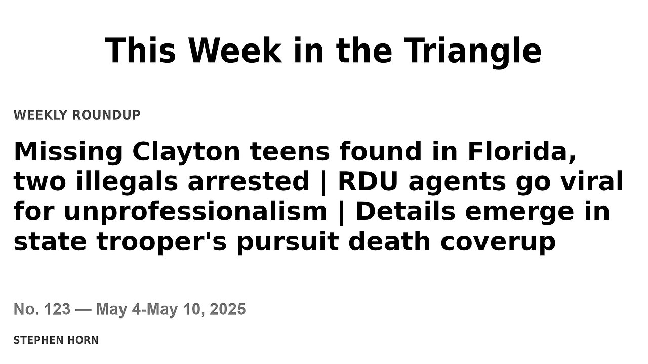 This Week in the Triangle (May 4-May 10, 2025)