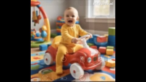 Baby in toy car with minion take over