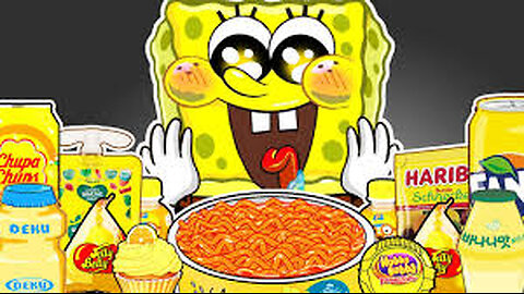 Best of Convenience Store Yellow Food Mukbang with Spongebob - Animation ASMR