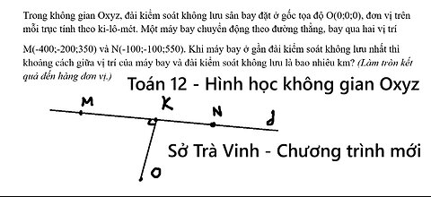 Sở Trà Vinh: Trong không gian Oxyz, đài kiểm soát không lưu sân bay đặt ở gốc tọa độ O(0;0;0),
