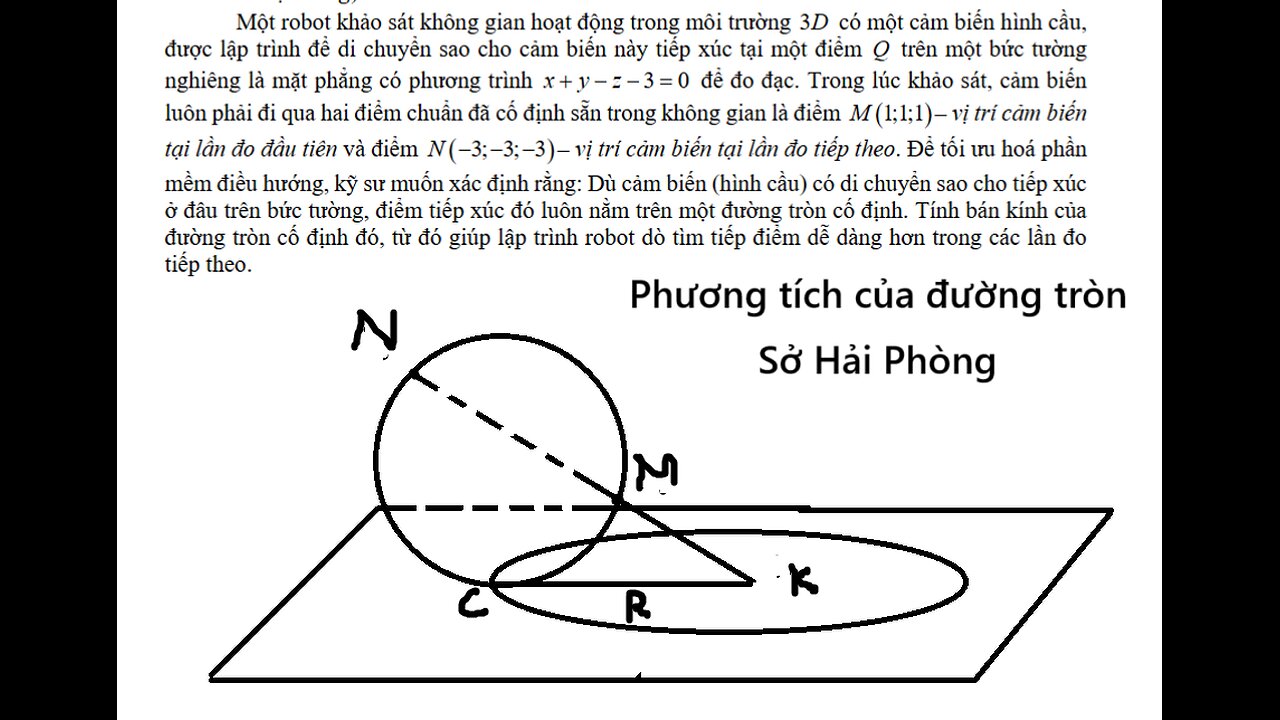 Sở Hải Phòng: Một robot khảo sát không gian hoạt động trong môi trường 3D có một cảm biến hình cầu,