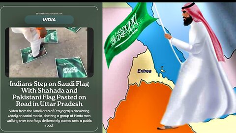 Indians Trampled on The Saudi Arabia Flag Which Has The Islamic Declaration of Faith on It