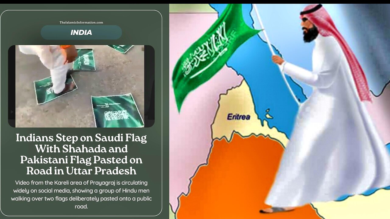 Indians Trampled on The Saudi Arabia Flag Which Has The Islamic Declaration of Faith on It