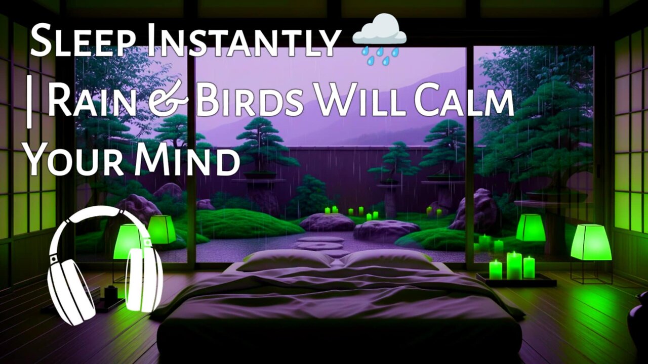 Relaxing Rain in Cozy Bedroom | Deep Sleep Music, Birdsong & Stress Relief Ambience