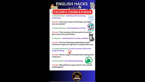 Idioms and Phrases related to colours important for exam #studyhacks123 #english #idioms #shorts
