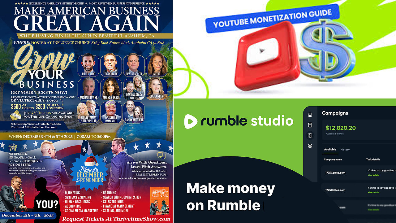 Podcast Monetize 101 | How to Connect Your Product to Your Ideal Buyers Via Influencers + 3 Steps to MonetizePodcasts / Broadcasts Today + Join Eric Trump At Clay Clark's Dec. 4-5 ThrivetimeShow.com Conference