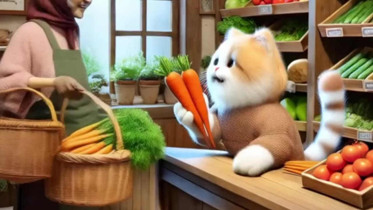 Cat Selling Vegetables?! This Will Make You Laugh! 🥦😻😂