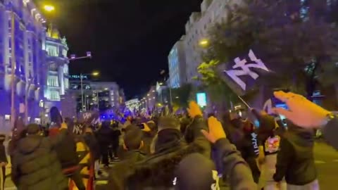 Nazi Rally in Downtown Madrid, Spain