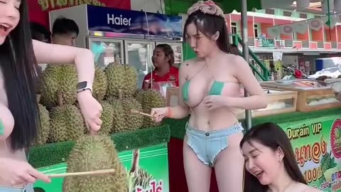 Almost Naked Thai Girls Selling Durian?! 😳 Street Food Gets Wild in Thailand!