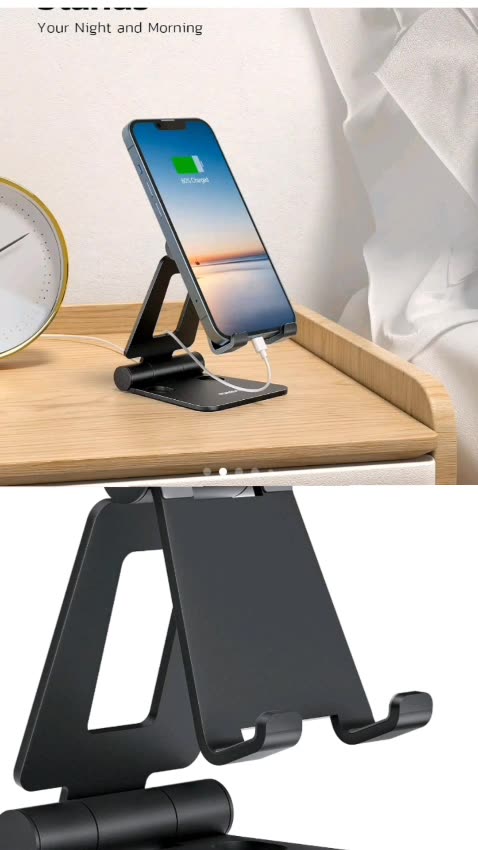 Fully Foldable Phone Stand—Sleek Black Design & Ultimate Convenience for Hands-Free Tech Use