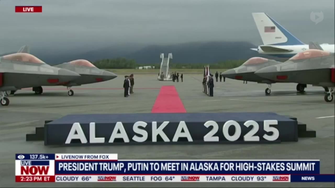 Air Force One touches down in Alaska w/ President Trump for Summit w/ Russia's President Putin