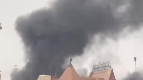 Meanwhile, in central Moscow, something is burning heavily near the Christ the Savior Cathedral.