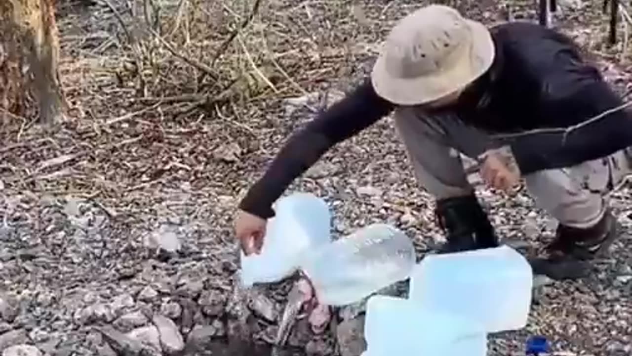 The man, who prepared a small puddle in the forest in Brazil