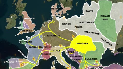 Hungarian Raids at Greatest Extent (950 AD) vs Kingdom of Hungary Established (1000 AD)