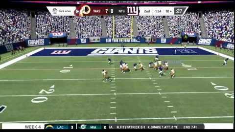 1965 REDSKINS VS Madden 20 I Franchise SEASON 1 WEEK 4 REDSKINS VS GIANTS