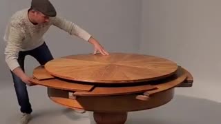 Expandable Circular Table circa 1920s designed by Josef Seiler