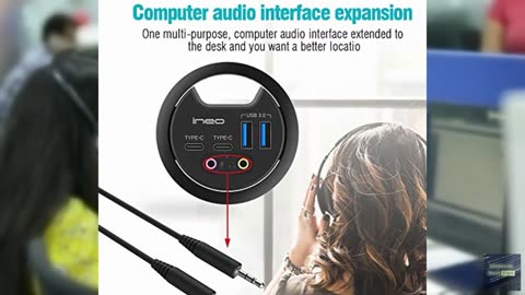 ineo Grommet Desk-Fit (Diameter 2.3" to 2.4") 2Type A + 2Type C with 3.5mm Audio